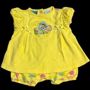 VINTAGE Disney Pixar Finding Nemo Baby Girls Yellow Romper Outfit Size 12M 12 M